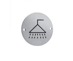 Stainless Steel Shower Symbol 75mm Satin Stainless Steel