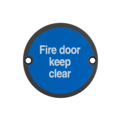 Stainless Steel Fire Door Keep Clear 75mm Black