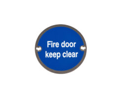 Stainless Steel Fire Door Keep Clear 75mm Polished Stainless Steel