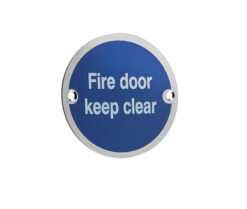 Stainless Steel Fire Door Keep Clear 75mm Satin Stainless Steel