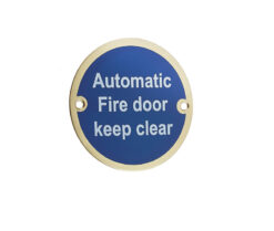 Stainless Steel Automatic Fire Door Keep Clear 75mm Polished Brass