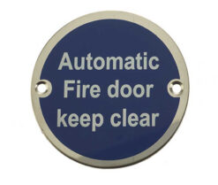 Stainless Steel Automatic Fire Door Keep Clear 75mm Polished Stainless Steel