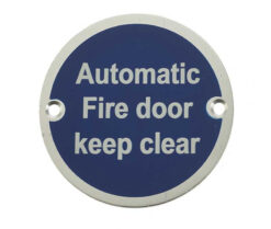 Stainless Steel Automatic Fire Door Keep Clear 75mm Satin Anodised Aluminium