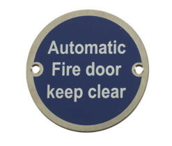 Stainless Steel Automatic Fire Door Keep Clear 75mm Satin Stainless Steel