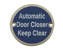 Stainless Steel Automatic Door Closer Keep Clear 75mm Satin Stainless Steel