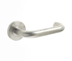 Orbit 19mm Door Handle on 8mm Sprung Rose Grade 304 Satin Stainless Steel