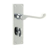Victorian Scroll Door Handle on Bathroom Plate Polished Chrome