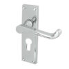 Victorian Scroll Door Handle on Euro Profile Lockplate Polished Chrome