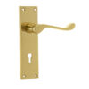Victorian Scroll Door Handle on Lockplate Polished Brass