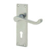 Victorian Scroll Door Handle on Lockplate Satin Chrome