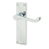 Victorian Scroll Door Handle on Long Latchset Plate Polished Chrome