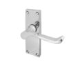 Victorian Scroll Door Handle on Short Latchset Plate Polished Chrome