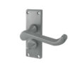 Victorian Scroll Door Handle on Privacy Plate Satin Chrome