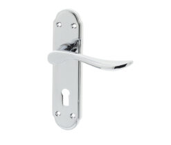 Henley Suite Door Handle on Lockplate Polished Chrome