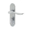 Henley Suite Door Handle on Bathroom Plate Satin Chrome