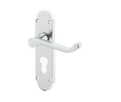 Epsom Suite Door Handle on Euro Profile Lockplate Polished Chrome