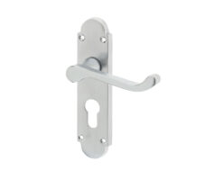 Epsom Suite Door Handle on Euro Profile Lockplate Satin Chrome