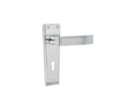 Deco Door Handle on Lockplate Satin Chrome