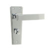 Deco Door Handle on Bathroom Plate Polished Chrome