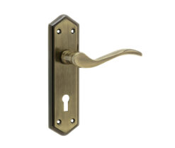 Paris Suite Door Handles on Lockplate Antique Bronze