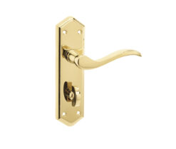 Paris Suite Door Handles on Bathroom Plate PVD Brass