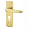 Victorian Straight Door Handles on Euro Profile Lockplate Polished Brass