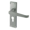 Victorian Straight Door Handles on Euro Profile Lockplate Satin Chrome