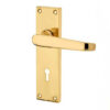 Victorian Straight Door Handle on Lockplate Polished Brass