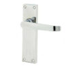 Victorian Straight Door Handles on Long Latchset Plate Polished Chrome