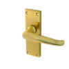 Victorian Straight Door Handle on Short Latchset Plate Polished Brass