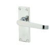Victorian Straight Door Handle on Short Latchset Plate Polished Chrome