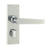 Victorian Straight Door Handle on Privacy Plate Polished Chrome