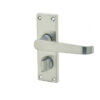 Victorian Straight Door Handle on Privacy Plate Satin Chrome