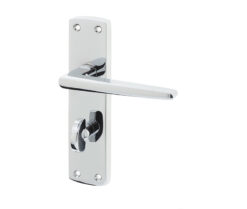 Bray Door Handle on Bathroom Plate Polished Chrome