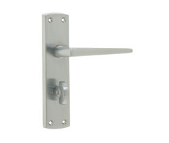 Bray Door Handle on Bathroom Plate Satin Chrome