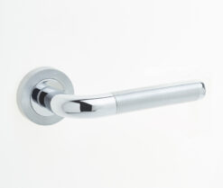 Twin Door Handle on Rose Polished Chrome/Satin Chrome
