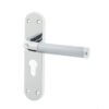 Twin Suite Door Handle on Euro Profile Lockplate Polished Chrome/Satin Chrome