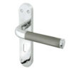 Twin Suite Door Handle on Lockplate Polished Chrome/Satin Chrome