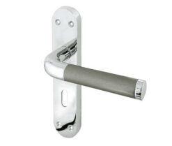 Twin Suite Door Handle on Lockplate Polished Chrome/Satin Chrome