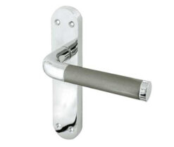 Twin Suite Door Handle on Latchplate Polished Chrome/Satin Chrome