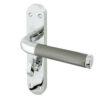 Twin Suite Door Handle on Bathroom Plate Polished Chrome/Satin Chrome
