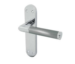 Mitred Suite Door Handle on Latchplate Polished Chrome/Satin Chrome