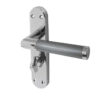 Mitred Suite Door Handle on Bathroom Plate Polished Chrome/Satin Chrome