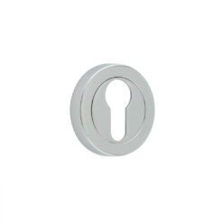 Jedo Designer Euro Profile Escutcheons on 50mm Round Rose Polished Chrome