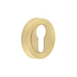 Jedo Designer Euro Profile Escutcheons on 50mm Round Rose Satin Brass