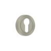 Jedo Designer Euro Profile Escutcheons on 50mm Round Rose Satin Nickel