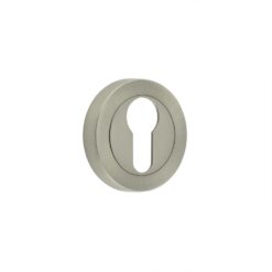 Jedo Designer Euro Profile Escutcheons on 50mm Round Rose Satin Nickel