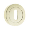 Jedo Designer Standard Keyway Escutcheons on 50mm Round Rose Polished Brass