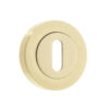 Jedo Designer Standard Keyway Escutcheons on 50mm Round Rose Satin Brass