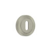 Jedo Designer Standard Keyway Escutcheons on 50mm Round Rose Satin Nickel